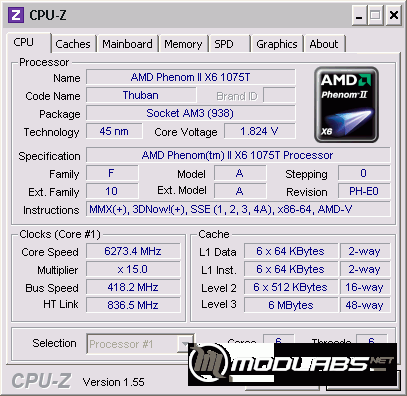 cpuz phenom x6 1075t 6273mhz