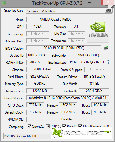 GPU-Z NVIDIA Quadro K6000