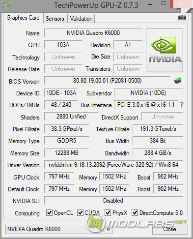 GPU-Z NVIDIA Quadro K6000