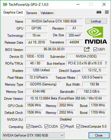 NVIDIA GeForce GTX 1060