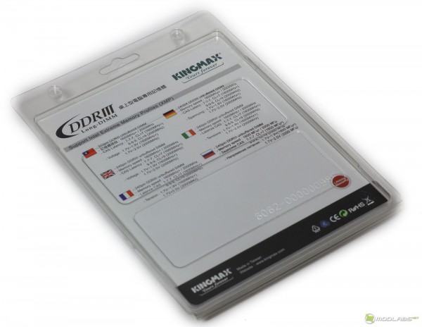Упаковка комплекта оперативной памяти Kingmax DDR-3 1600 Long-DIMM