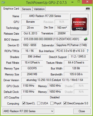SAPPHIRE R7 260X OC