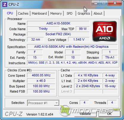 Cpu-z Разгон AMD A10-5800K