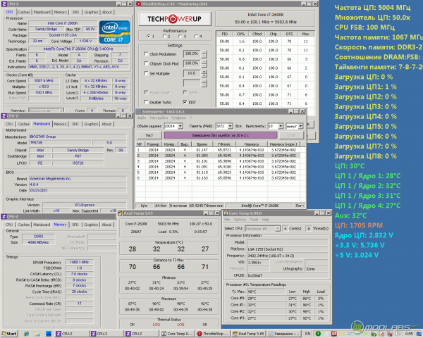 Biostar TP67XE - Core i7-2600K - LinX - Idle