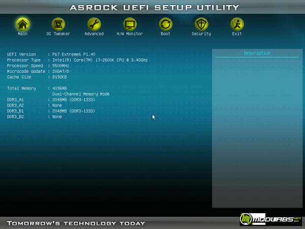 ASRock P67 Extreme6 UEFI (v1.4) - 2600K - 5500MHz