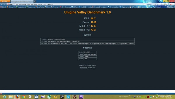 Результаты тестирования GeForce GTX 560 Ti в Unigine Valley 1.0
