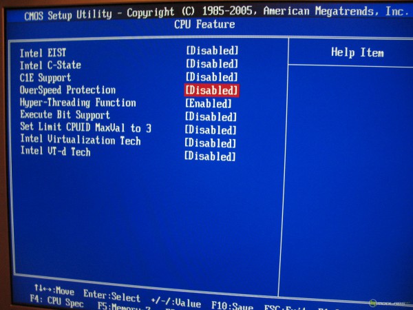 Раздел CPU Feature