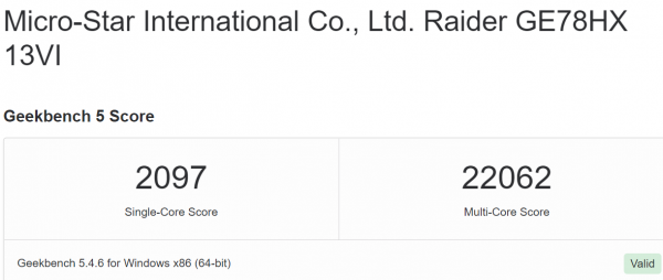 Core i9-13980HX, Geekbench, MSI Raider GE78HX