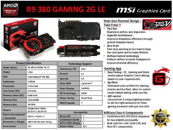 MSI Radeon 380 GAMING 2G LE