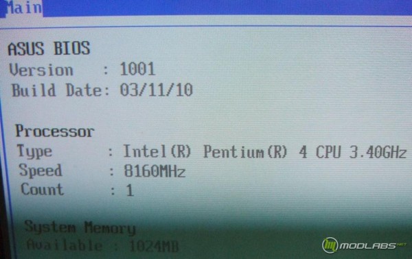 8160 Mhz BIOS screen