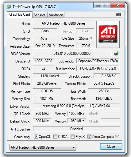 TechPowerUp GPU-Z 0.5.7
