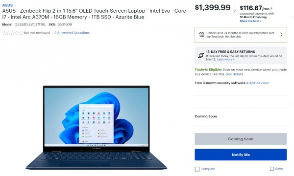 Intel Arc A370M, ASUS Zenbook Flip, HP Spectre