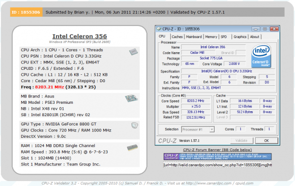 Celeron 356 (Cedar Mill) рекорд