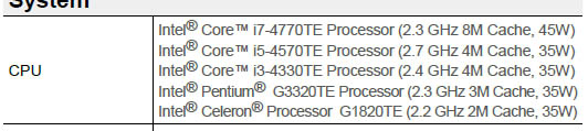Intel Celeron G1820TE, Pentium G3320TE и Core i3-4330TE