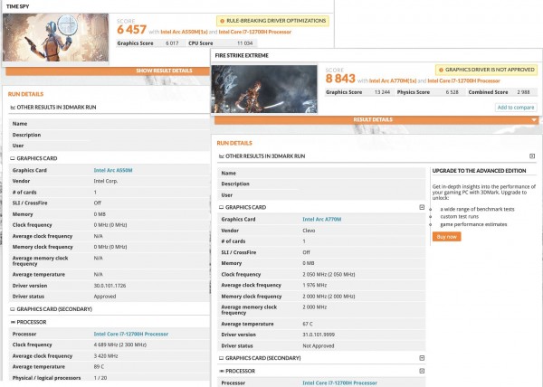 Intel Arc A770M, A550M, Alchemist