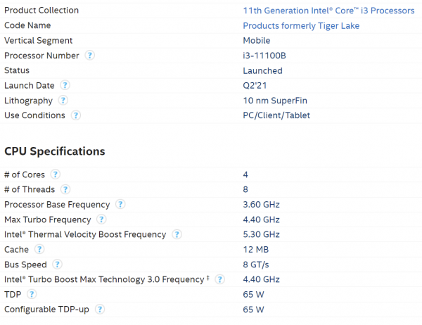 Core i9-11900KB, Core i7-11700B, Core i5-11500B, Core i3-11100B, Intel Tiger Lake