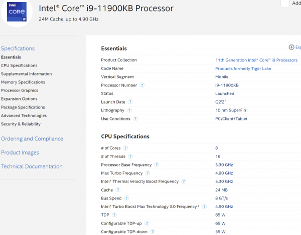 Core i9-11900KB, Core i7-11700B, Core i5-11500B, Core i3-11100B, Intel Tiger Lake