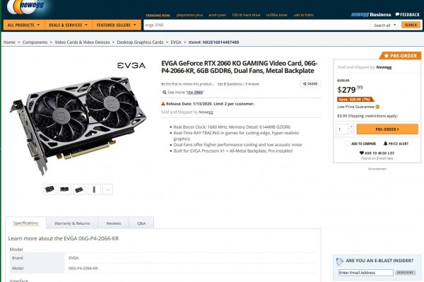 EVGA GeForce RTX 2060 KO и RTX 2060 KO Ultra