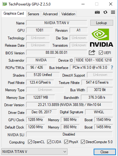 NVIDIA GeForce GTX TITAN V