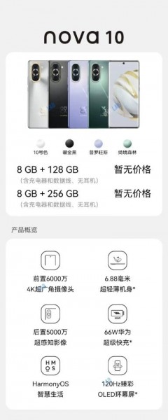 Huawei Nova 10, Nova 10 Pro