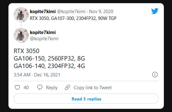NVIDIA GeForce RTX 3050