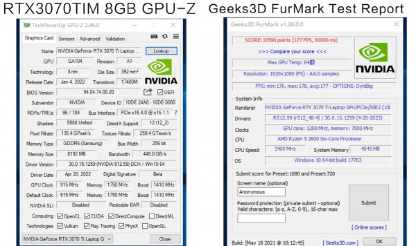 GeForce RTX3070TiM 8GB