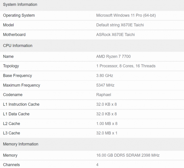 AMD Ryzen 7 7700 Raphael