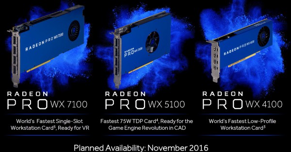 Radeon PRO WX 4100, WX 5100 