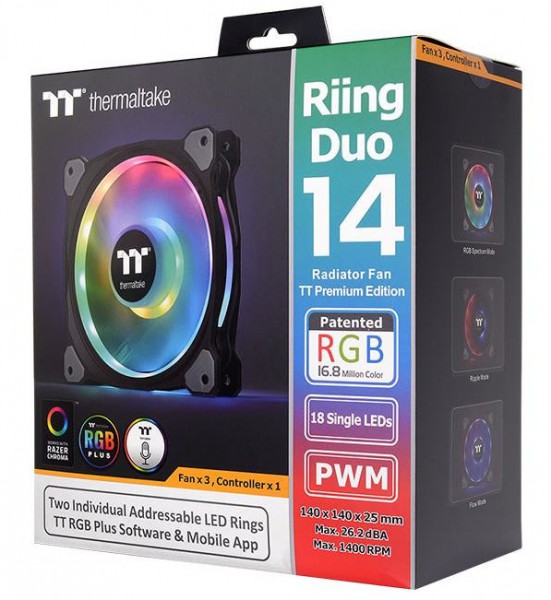 Thermaltake Riing Duo 14 LED RGB Radiator Fan TT Premium Edition