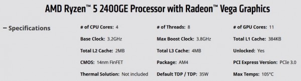 Ryzen 3 2200GE, Ryzen 5 2400GE