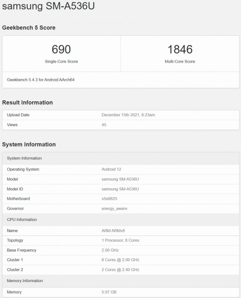 Samsung Galaxy A53 5G SM-A536U
