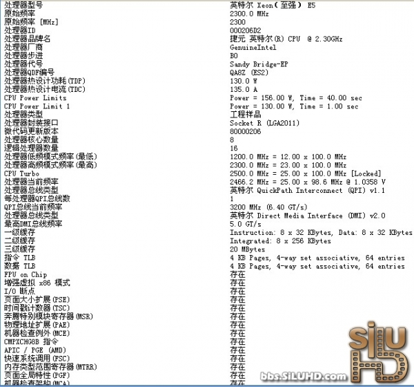 Intel Sandy Bridge-EP Xeon HWiNFO