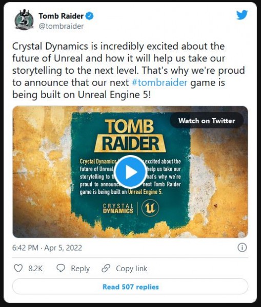 Crystal Dynamics, Tomb Raider, Unreal Engine 5