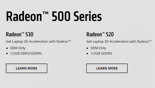 Radeon 530, Radeon 520