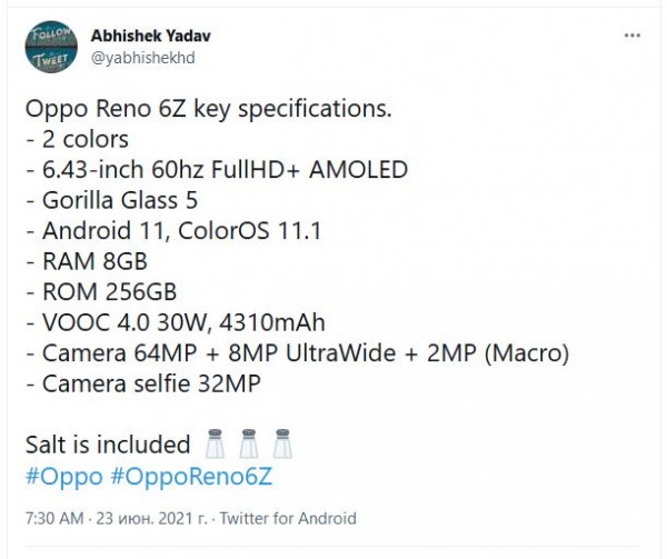 Oppo Reno6 Z